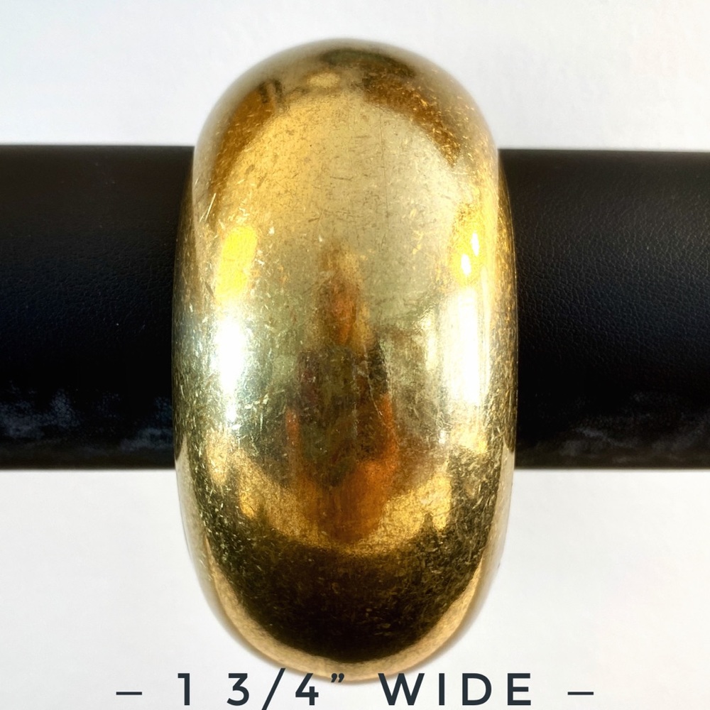 Domed Brass Bangle Statement Bracelet - image 2